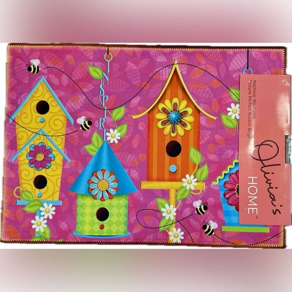 olivia’s home Other - Colorful Birdhouse Decorative Mat